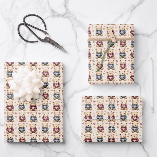 Teddy Bears Geschenkpapier Set (Vorderseite)