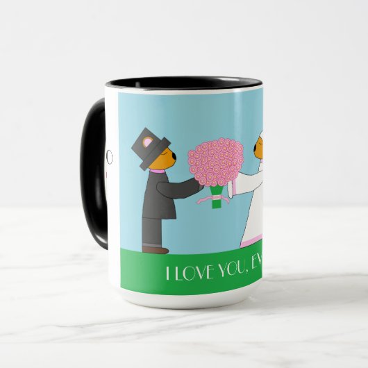 Teddy Bears Getried: Jahrestag Tasse (Vorderseite Links)