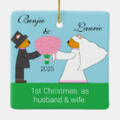 Teddy Bears Getried Married Keramikornament (Rückseite)