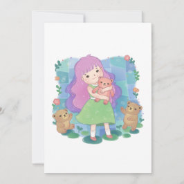 Teddy Bears & Girl Illustration Einladung