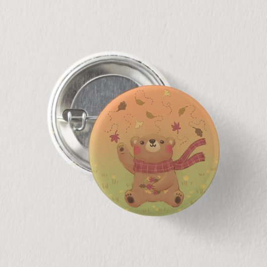 Teddy Bear's Herbst-Herbstlaub Button (Vorne & Hinten)