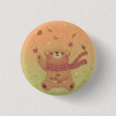 Teddy Bear's Herbst-Herbstlaub Button (Vorderseite)