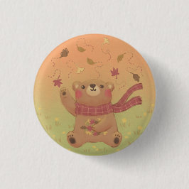 Teddy Bear's Herbst-Herbstlaub Button