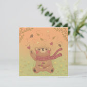 Teddy Bear's Herbst-Herbstlaub Einladung (Stehend Vorderseite)