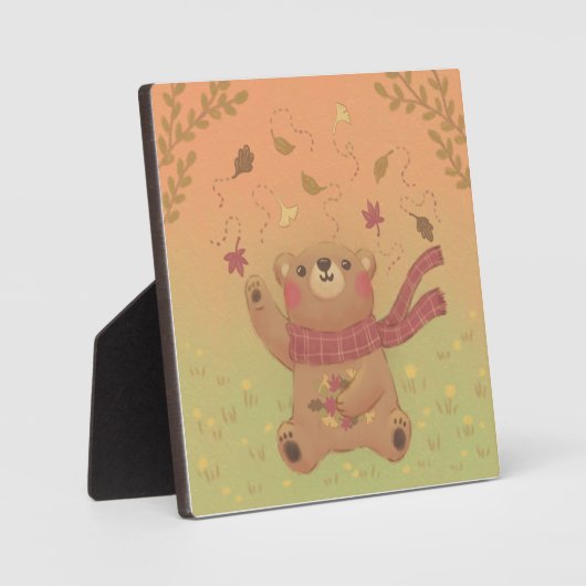 Teddy Bear's Herbst-Herbstlaub Fotoplatte (Vorderseite)