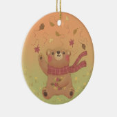 Teddy Bear's Herbst-Herbstlaub Keramik Ornament (Rechts)