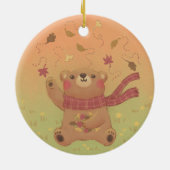 Teddy Bear's Herbst-Herbstlaub Keramik Ornament (Hinten)