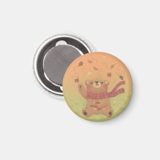 Teddy Bear's Herbst-Herbstlaub Magnet (Vorderseite/Rückseite)