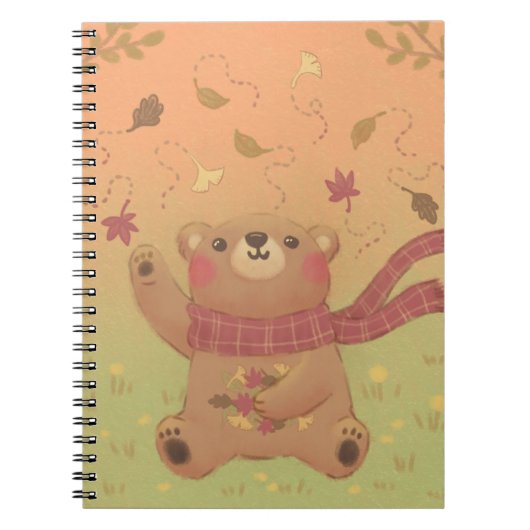 Teddy Bear's Herbst-Herbstlaub Notizblock (Vorderseite)