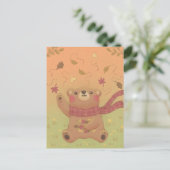 Teddy Bear's Herbst-Herbstlaub Postkarte (Stehend Vorderseite)