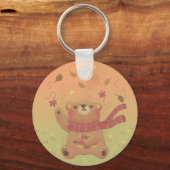 Teddy Bear's Herbst-Herbstlaub Schlüsselanhänger (Vorderseite)