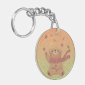 Teddy Bear's Herbst-Herbstlaub Schlüsselanhänger (Vorderseite links)