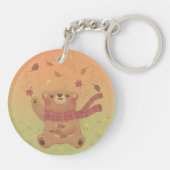 Teddy Bear's Herbst-Herbstlaub Schlüsselanhänger (Rückseite)