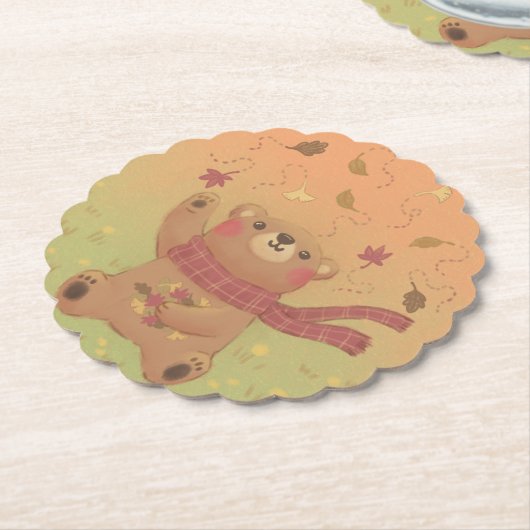 Teddy Bear's Herbst-Herbstlaub Untersetzer (angewinkelt)