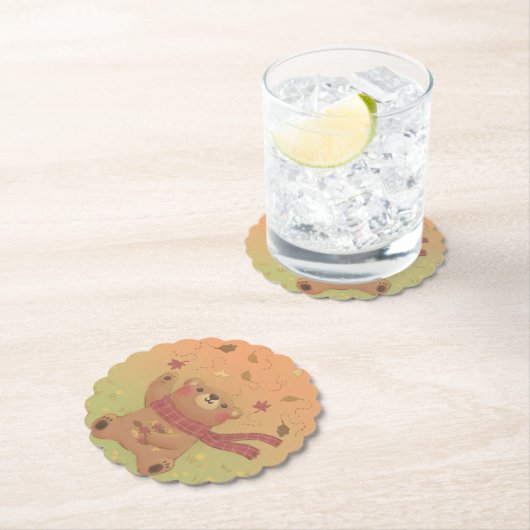 Teddy Bear's Herbst-Herbstlaub Untersetzer (Vor Ort)