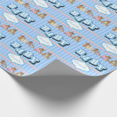 Teddy Bears 🐻 in Blue | Personalisieren Geschenkpapier (Ecke)