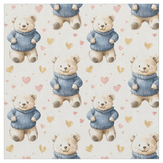 Teddy Bears in Blue Sweaters Stoff (Nahaufnahme)