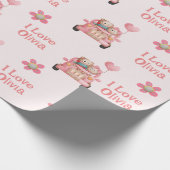 Teddy Bears in der Liebe Autofahren - Personalisie Geschenkpapier (Ecke)