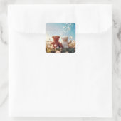 Teddy Bears in einem Kronenfeld Quadratischer Aufkleber (Tasche)