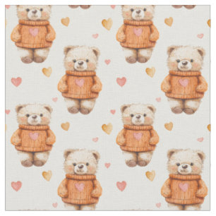 Teddy Bears in Orange Sweaters Stoff