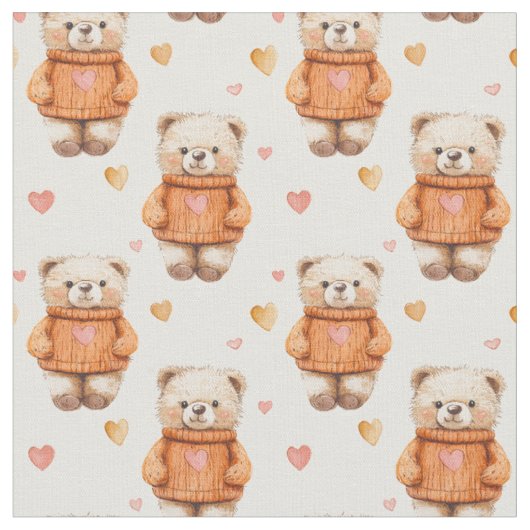 Teddy Bears in Orange Sweaters Stoff (Nahaufnahme)