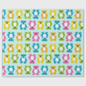 Teddy Bears in Regenbogenfarben auf Minzhintergrun Geschenkpapier (Flach)