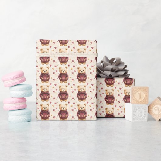 Teddy Bears in Sweaters Geschenkpapier (Babyparty)