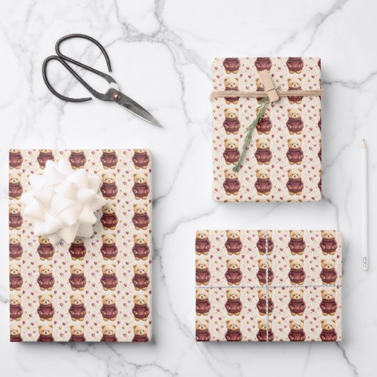 Teddy Bears in Sweaters Geschenkpapier Set (Vorderseite)