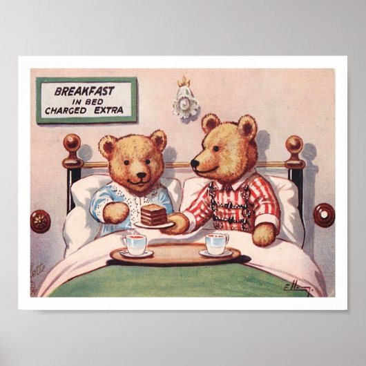 Teddy Bears mit Breakfastin Bed Poster (Vorne)