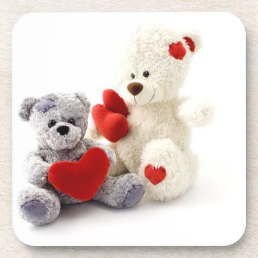 Teddy Bears mit Herz-Cork-Untersetzer Getränkeuntersetzer (Vorderseite)