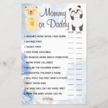 Teddy Bears Mommy oder Daddy Shower Spielkarte