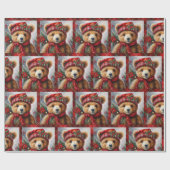 Teddy Bears on Christmas Kariert Roll of Geschenkpapier (Flach)