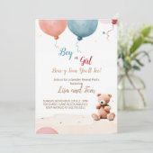 Teddy Bear's Party: Einladung zur Geschlechteroffe (Stehend Vorderseite)