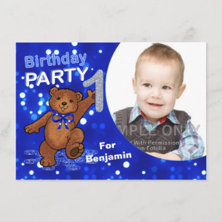 Teddy Bears Party zum 1. Geburtstag, Custom Foto Einladung