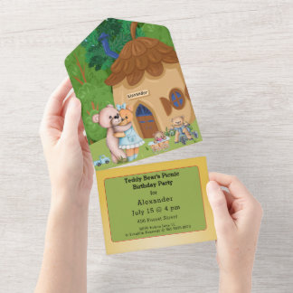Teddy Bear's Picnic Birthday All In One Einladung