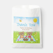 Teddy Bears Picnic Birthday Blue Gingham Vielen Da Geschenktütchen (Vorderseite)