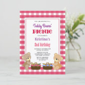 Teddy Bears' Picnic Birthday Party Einladung (Stehend Vorderseite)
