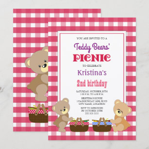 Teddy Bears' Picnic Birthday Party Einladung
