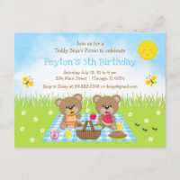 Teddy Bear's Picnic Blue Gingham Birthday