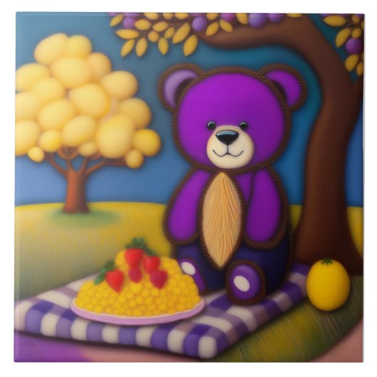 Teddy Bear's Picnic - Kindergarten Keramik Tile Fliese (Vorderseite)