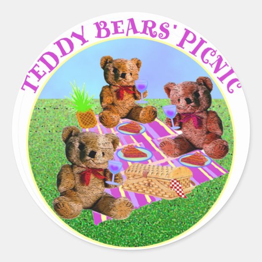 Teddy Bears Picnic Runder Aufkleber (Vorderseite)