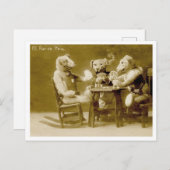 Teddy Bears Poker Vintag spielen Postkarte (Vorne/Hinten)