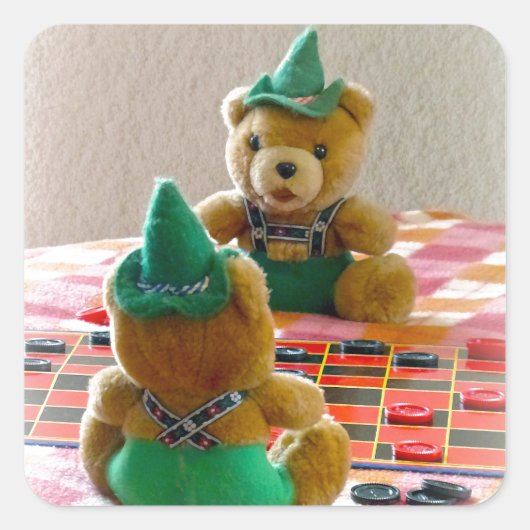 Teddy Bears Quadratischer Aufkleber (Vorderseite)