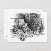 Teddy Bears Reading in der Bibliothek Postkarte (Vorne/Hinten)