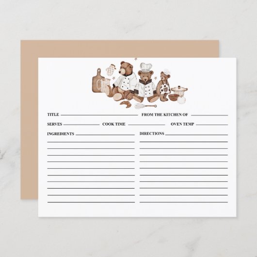 Teddy Bears Rezept Card (Vorne/Hinten)