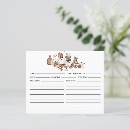 Teddy Bears Rezept Card (Stehend Vorderseite)