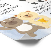 Teddy Bears Sage kein Baby-Game-Duschzeichen Poster (Ecke)