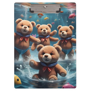 Teddy Bears Schwimmen in einem Fisch-Pool Klemmbrett