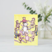 Teddy Bears spielen Ring um die Rosie herum Postkarte (Stehend Vorderseite)