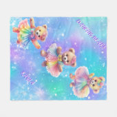 Teddy Bears tanzen in Regenbogenkleider für Mädche Fleecedecke (Vorderseite (Horizontal))